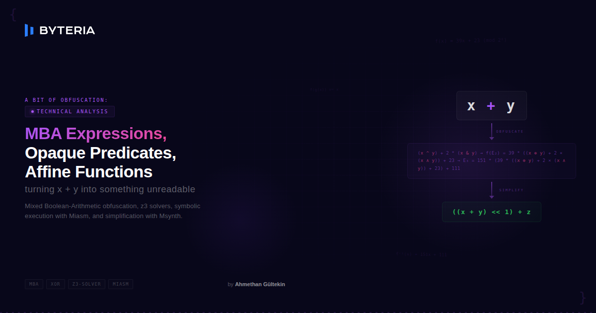 a bit of obfuscation: MBA expressions, opaque predicates, affine functions